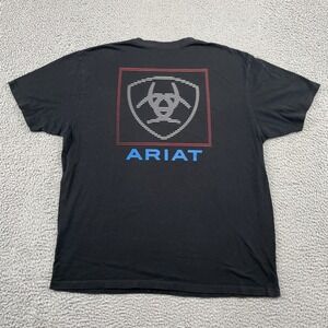Ariat T-Shirt Mens XL Black Graphic Logo Short Sleeve Crew Neck Cotton